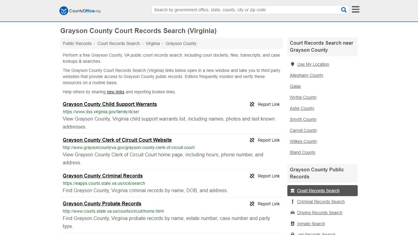 Grayson County Court Records Search (Virginia) - County Office